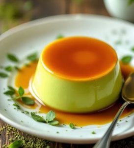 flan matcha thơm béo